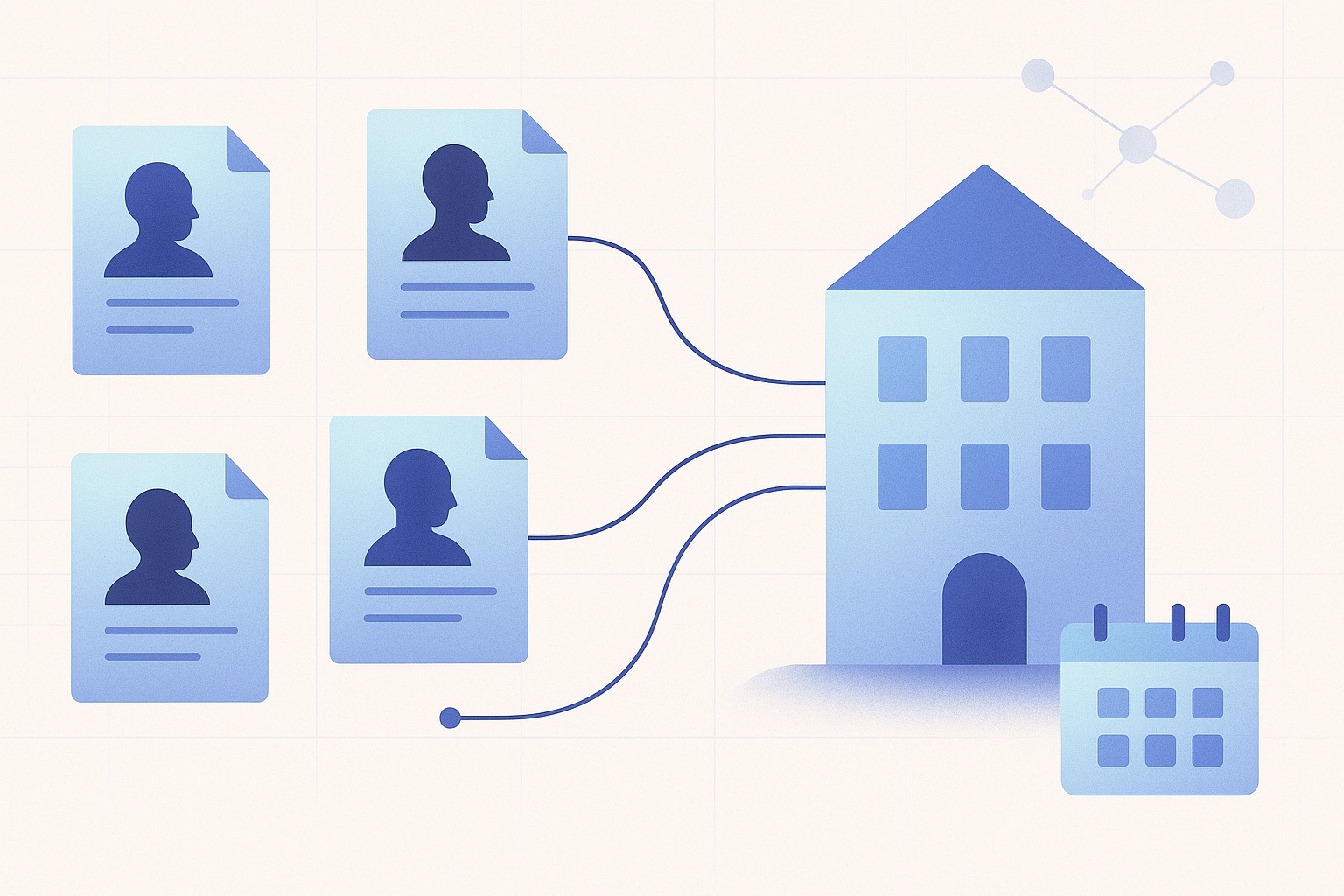 Illustration éditoriale : quatre profils de formateurs reliés à un organisme par des contrats distincts